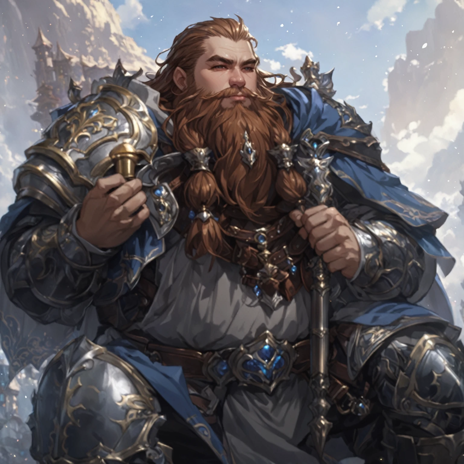 masterpiece, best quality, good quality, Fantasy aesthetics, Highly detailed, shadowverse style, male, dwarf
