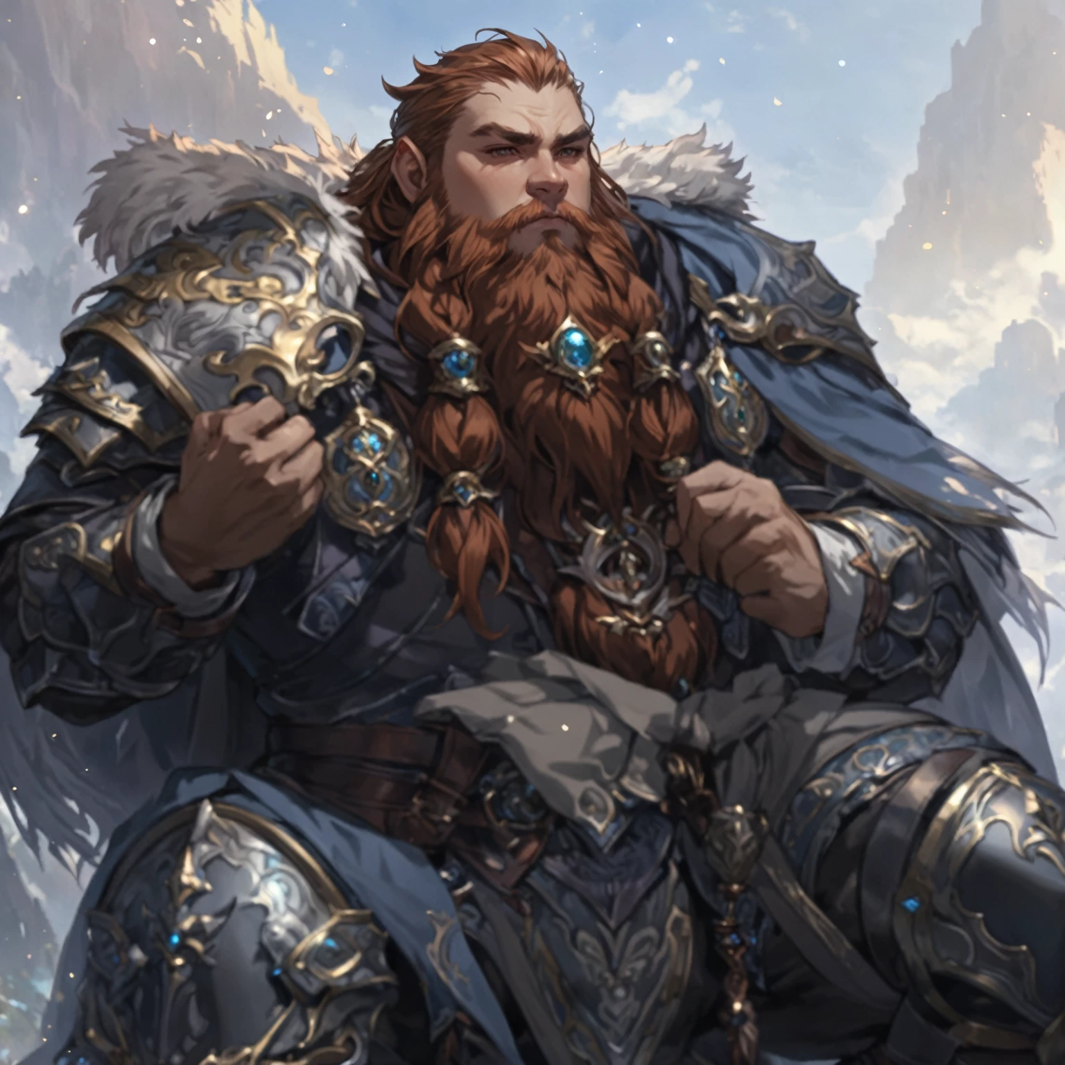 masterpiece, best quality, good quality, Fantasy aesthetics, Highly detailed, shadowverse style, male, dwarf