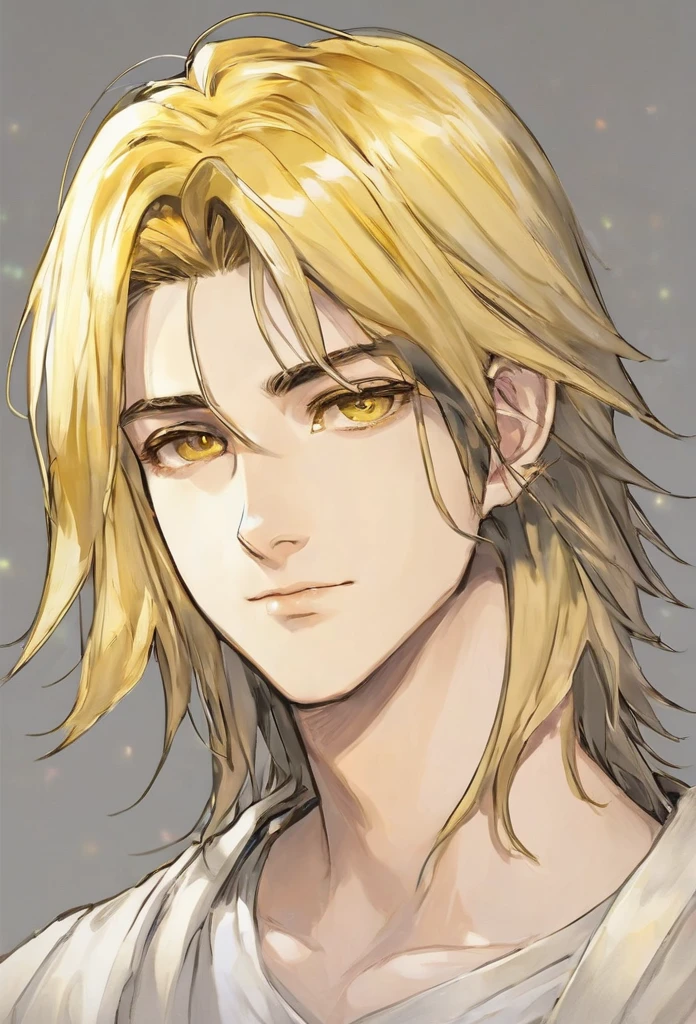 19 years old, male, human, commoner, light yellow hair, golden dark eyes, 