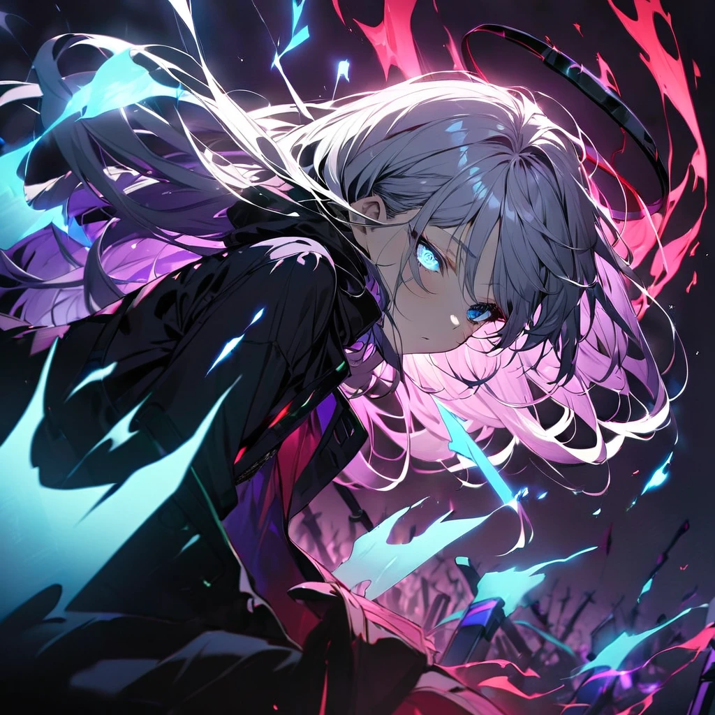 (Masterpiece, Top quality, Best quality, offcial art, Beautiful and aesthetic:1.2),(Blue-violet Neon Lighting), (Vibrant glow), Dynamic colors, Striking contrast, futuristic vibe, electric energy,shiny reflective surfaces,(Cityscape:1.3),8K,offical wallpaper, 最好质量,It's best to draw style
