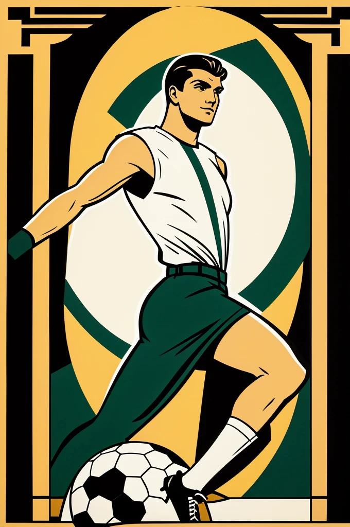 Person doing football in art deco