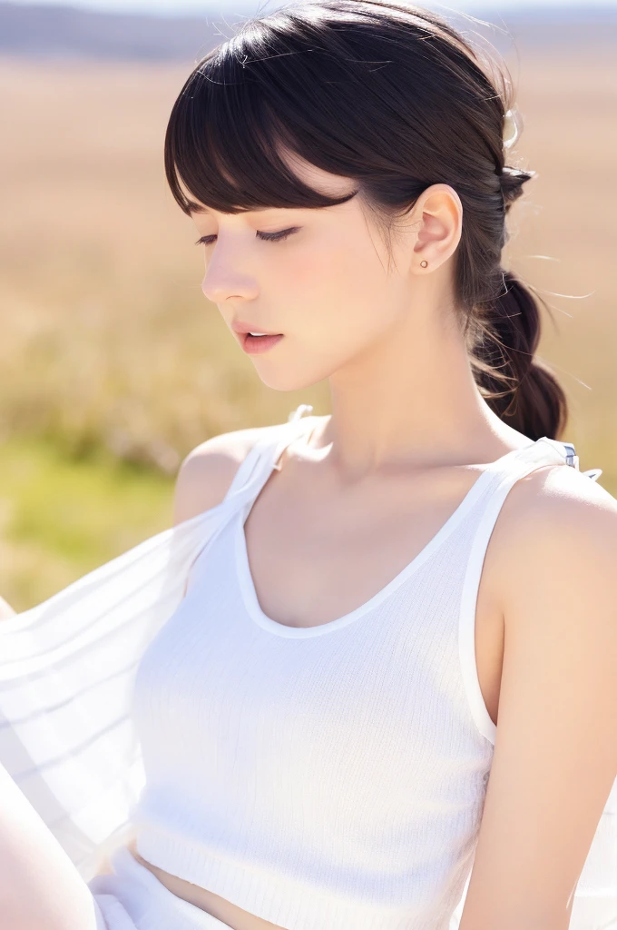 {{a extremely delicate and beautiful girl}}, {{extremely delicate and beautiful girl}}, {{{soft focus}}}, {{{perfect details}}}, {{{detailed and beautiful}}}, close shot, looking away, depthoffield, look up to, beautiful detailed fullbody, longuette, {{{woman}}}, young, Long hair, spiked hair, wept bangs, grey hair, Perfect face, ?, detailed beautiful eyes, white skin, piercing, harajuku fashion, sleeveless shirt, open clothes, landscapes, white background, blurry background, cinematic lighting, flowing transparent white, {{{best masterpiece}}}, {{{best quality}}}, {{{extremely detailed 8K wallpaper}}},