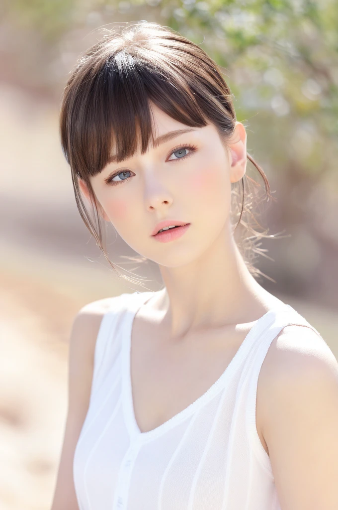 {{a extremely delicate and beautiful girl}}, {{extremely delicate and beautiful girl}}, {{{soft focus}}}, {{{perfect details}}}, {{{detailed and beautiful}}}, close shot, looking away, depthoffield, look up to, beautiful detailed fullbody, longuette, {{{woman}}}, young, Long hair, spiked hair, wept bangs, grey hair, Perfect face, ?, detailed beautiful eyes, white skin, piercing, harajuku fashion, sleeveless shirt, open clothes, landscapes, white background, blurry background, cinematic lighting, flowing transparent white, {{{best masterpiece}}}, {{{best quality}}}, {{{extremely detailed 8K wallpaper}}},