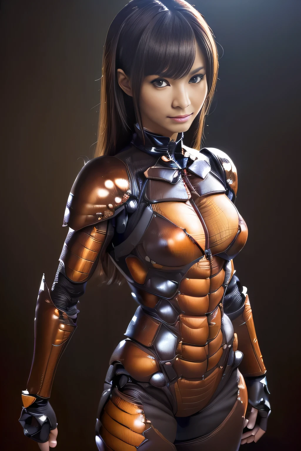 (high resolution,masterpiece,best quality,extremely detailed CG, anime, official art:1.4), realistic, photo, amazing fine details, all intricate, gloss and shiny,awesome many layers, 8k wall paper, 3d, sketch, kawaii, illustration,( solo:1.4), perfect female proportion,villainess, (fusion of dark brown cockroach and lady:1.4), (brown cockroach form lady:1.2), (brown cockroach lady:1.2), (fusion:1.2), (solo:1.4), (evil smile:1.2), muscular, abs, (cockroach brown exoskeleton bio insect suit:1.4), (cockroach brown exoskeleton bio insect armor:1.2), (brown transparency cockroach wing:1.4), (brown cockroach antennae:1.3),