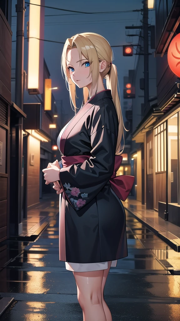 t5un4d3, mark
tsunade, Japanese clothes, sash, jacket
BREAK looking at viewer,in street,night,neon lights,cyberpunk,wet road,reflections,
BREAK (masterpiece:1.2), best quality, high resolution, unity 8k wallpaper, (illustration:0.8), (beautiful detailed eyes:1.6), extremely detailed face, perfect lighting, extremely detailed CG, (perfect hands, perfect anatomy),full body,