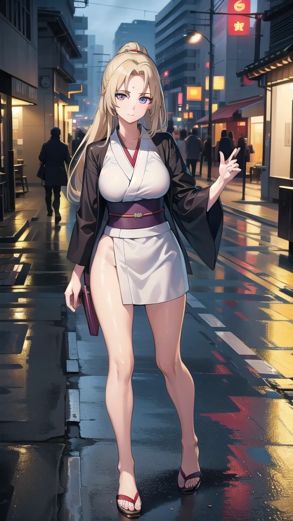 t5un4d3, mark
tsunade, Japanese clothes, sash, jacket
BREAK looking at viewer,in street,night,neon lights,cyberpunk,wet road,reflections,
BREAK (masterpiece:1.2), best quality, high resolution, unity 8k wallpaper, (illustration:0.8), (beautiful detailed eyes:1.6), extremely detailed face, perfect lighting, extremely detailed CG, (perfect hands, perfect anatomy),full body,