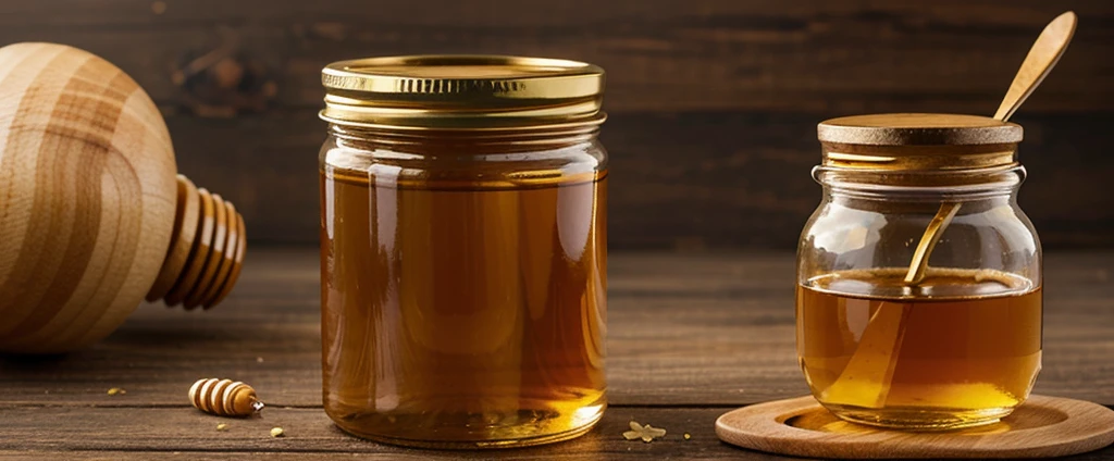 honey container with a special spoon for honey
