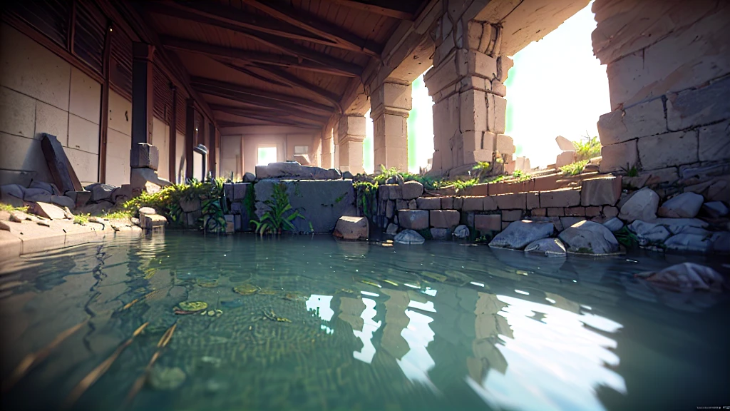 (8 k, Raw photo, Best quality, masterpiece:1.2), (realistic, photo-realistic:1.37), Octane render, Ultra high resolution, ultra detailed, professional lighting, photon mapping, radiation, physically based rendering, UE5, ((island sanctuary)), ((ancient fallen kingdom)), ((Reflections in water)), ((ray tracing)), ((The Sunken City))