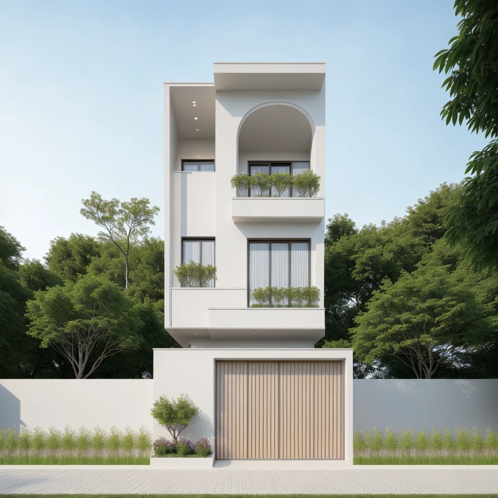1 morden architect, main material by white wall and wood, 1large yard, 1 road runs in front of the house,  (RAW photo, real, best quality, masterpiece:1.2), look morden minimalist, 1 road in front of the house, dynamic lighting:1.3, (hyper realistic, photo-realistic:1.2), high quality, (dark lighting:1.2), perfect lighting, archdaily, no human
