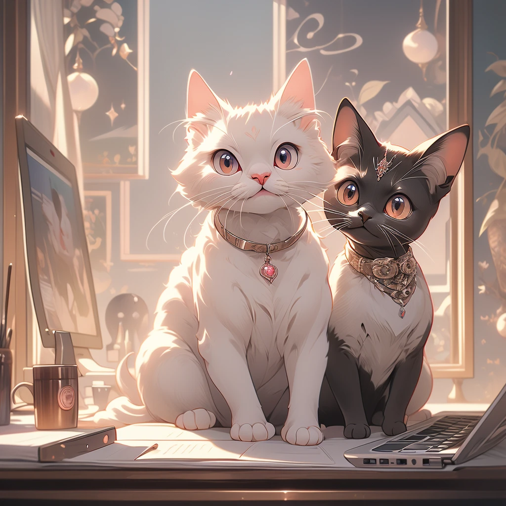 araffe cat sitting on a blanket in front of a laptop computer, a pastel by Alexander Brook, reddit, renaissance, he has short curly brown hair, hyperdetailed!!, hyper detailed!!, sphinx cat, hyperdetailed!!!, large red eyes!!!, he has an elongated head shape, gorgeous features, hairless, looking defiantly at the camera