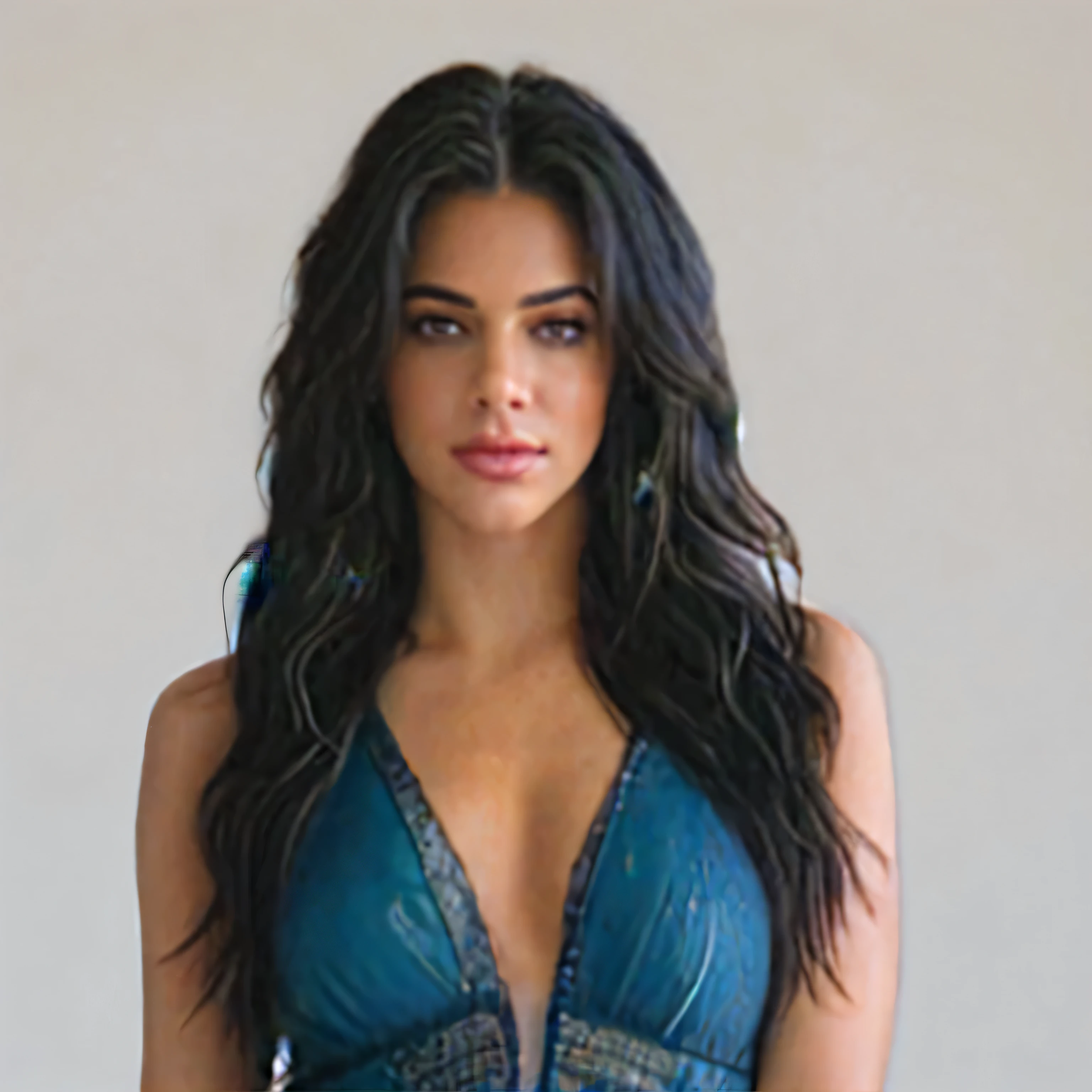 Araffed woman in blue  posing for a photo, the most beautiful woman in the world, Madison Beer, glossy magazine Photoshoot, Madison Beer girl portrait, magazine Photoshoot, Photoshoot, soft devil queen Madison Beer, solo Photoshoot, Violet Myers, portrait of demi rose, his black hair is long and curly, Promotional image, Photoshoot for magazine, Kendall Jenner, profile picture