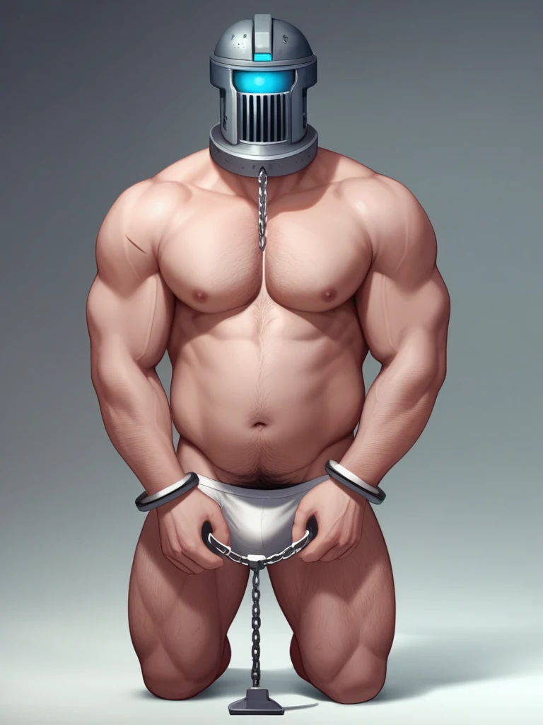 Distant view, auction hall, photo realistic, color 35mm films, ultrares, 4k, gay, bara, NSFW, 2man,Ultraman Taro, a slave up for auction, alien, science fiction, futuristic design, Ultraman Taro walks with his head down on a large spotlit stage,sad look, naked only wearing a mask, pale skin, handcuffs,body the same skin color as humans, naked only in a bulging pair of white underwear, hairy and skinny 40-year-old body, little fat belly,old scars all over his body, damaged helmet, sadly hanging his head, thick iron collar around his neck, thick chains connected to the collar stretching long behind his back, a large lizard-like alien leading him by the hand, many furry aliens in the audience