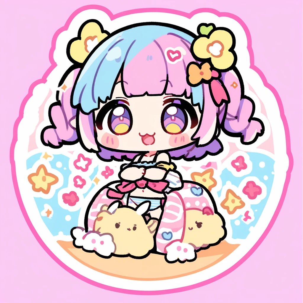 Swimwear、sleeved、Thick outline、KAWAII,CUTE
