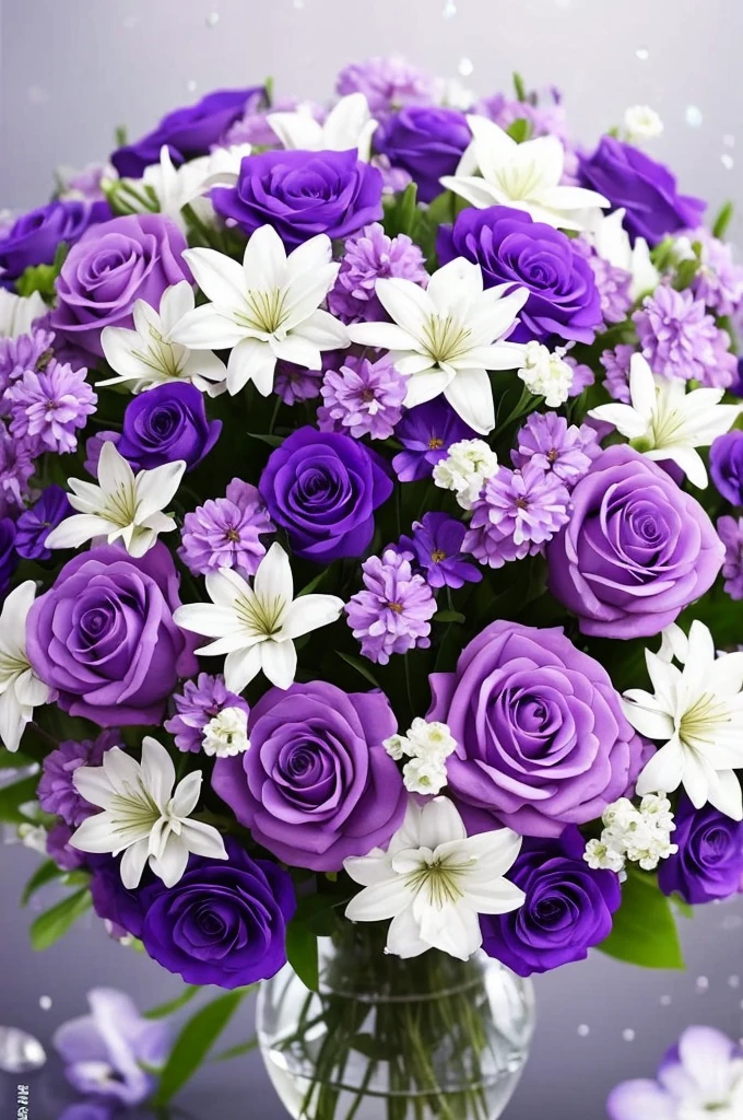 purple and white flowers in a vase with water droplets, dreamy aesthetic, 🌺 cgsociety, very aesthetic!!!!!!!!!!!!!!!, magical flowers, aesthetic ”, fantasy aesthetic!, beautiful flowers and crystals, very aesthetic!!!!!!, sailor moon aesthetic, nebulous bouquets, night sky full of flowers, ethereal!!! ultra realistic, purple aethetic, in style of petra collins