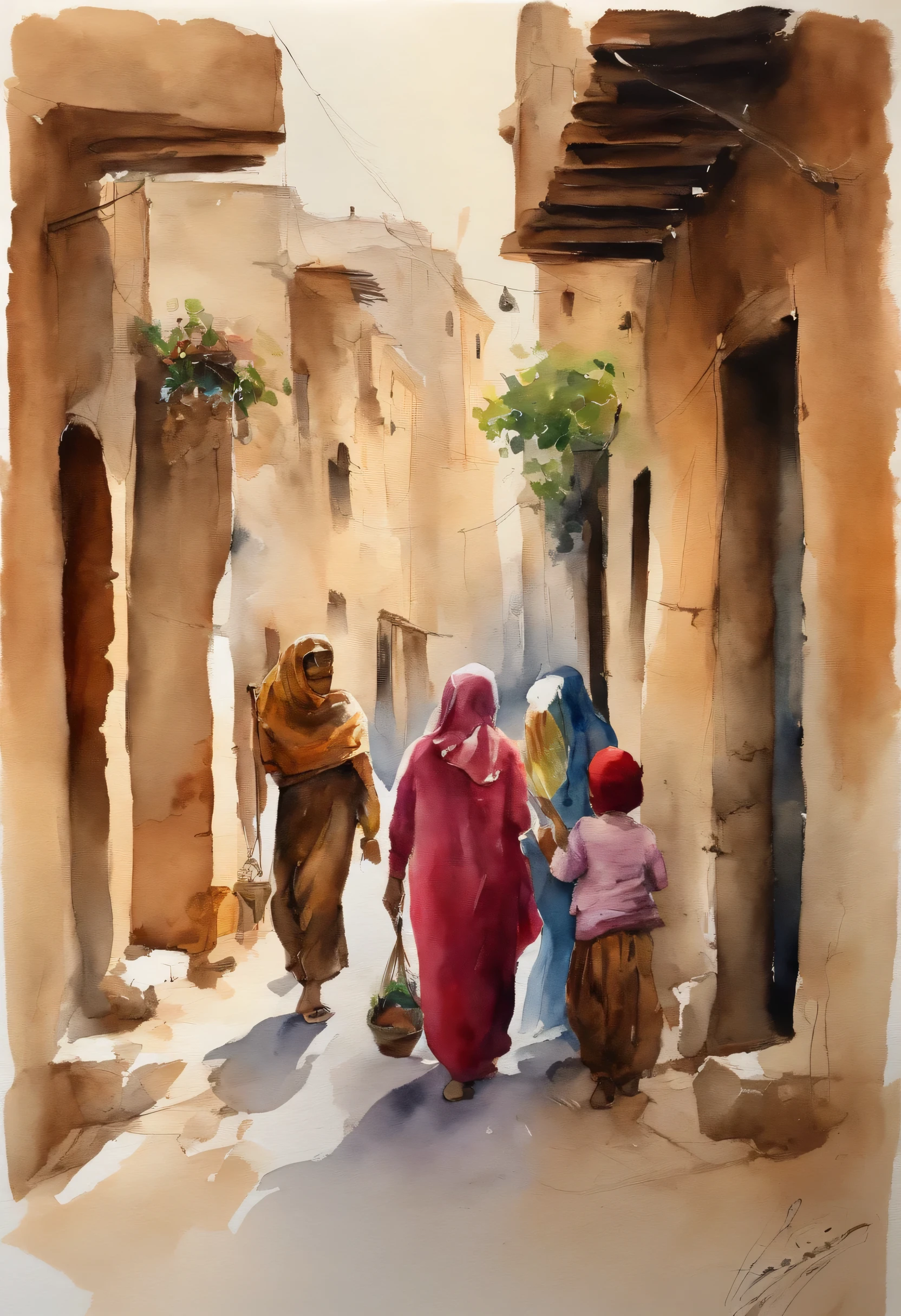 A woman and 3 children live in Syria