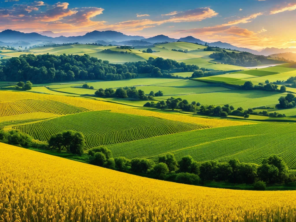 Masterpiece, best quality, (very detailed CG unified 8k wallpaper) (best quality), (best illustration), (best shade) nature harvest wheat, super meticulous --v6, people working in the fields