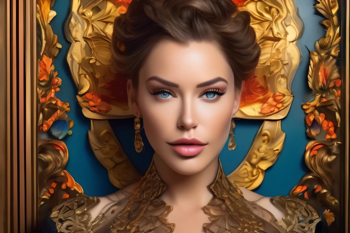 (masterpiece, best quality:1.2), detailed portrait of Laurence Bedard, 1 beautiful woman, solo, elegant high fashion style, hyperrealistic, 8k high definition, vibrant colors, sharp focus, insanely detailed, realistic skin texture, intricate hairstyle, piercing eyes, defined facial features, delicate lips, graceful pose, dramatic chiaroscuro lighting, cinematic composition