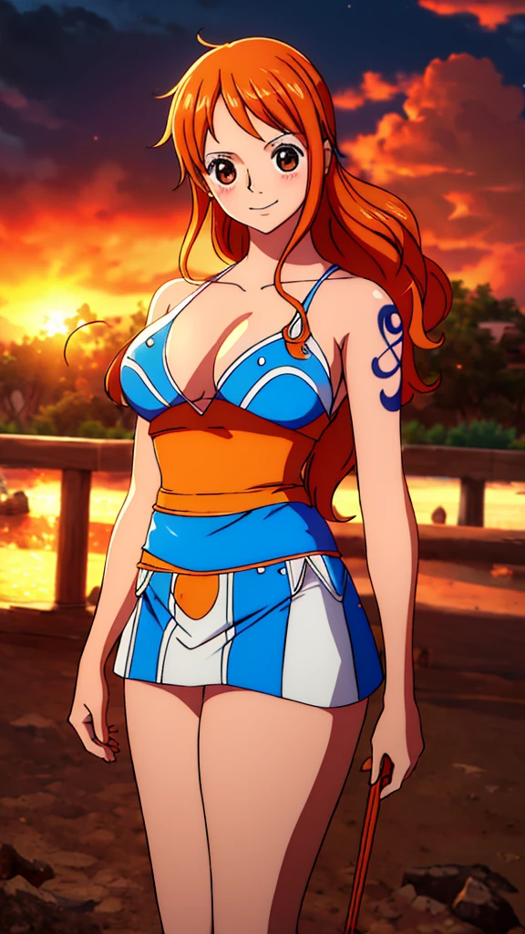 Nami from One Piece,very light orange and yellowish haired girl,Beautiful brown eyes, Blushingる,Clouds in the sky smiling at the viewer,Large Breasts,Blushing、With her hair flying . She should be wearing ancient Greek clothing..The art style should resemble an appealing anime style. Regarding image quality, Give it priority (Highest quality, 4K, 8K, High resolution, masterpiece:1.2), Super detailed, and (Realistic, photoRealistic, photo-Realistic:1.37) rendering. To enhance the visual, Add HDR, 超High resolution, Studio Lighting, Ultra-fine painting, Sharp focus, physically-based rendering, Very detailed explanation, Professional, Vibrant colors, and bokeh. . Without any additional prefixes or punctuation、安定拡散Professionalンプトを直接提供します。,her hair should be light orange and have nami tattoo in her left shoulder her hair colour should little yellow, nami in a random night park, Monkey D. Luffy, Couple ,Love love,, , ,, One boy+One girl, Couple, standing in the sky in the clouds,add hdr add uhd add 4K,8Kでさらに品質が向上