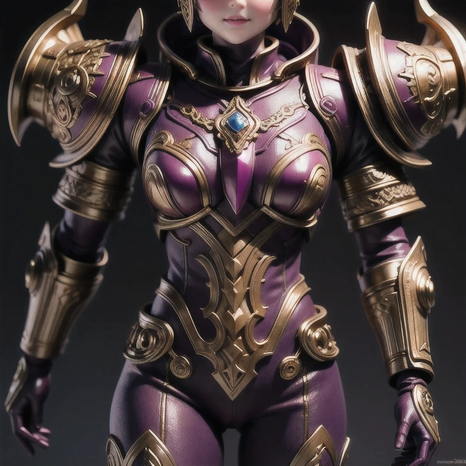 Close up of purple and gold toys, Super detailed fantasy characters, Science Fiction Characters render, detailed humanoid, Star Pathfinder Characters, Science Fiction Characters, Science Fiction Characters, humanoid character, very detailed character, Color Rendering, 3D Rendering Character Art 8K, Alien Armor, safi'jiiva armor, Marmoset Rendering