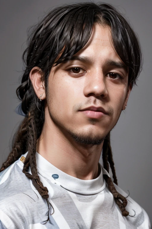 Arabian man with dreadlocks and striped shirt, Portraits of people inspired by Gerard Kelly, CG Association Contest Winner, Visual Arts, Portrait of Danny Gonzalez, Headshot Portrait, Mid Shot Portrait, closeup Headshot Portrait, Portrait of a strong young man, Filmed in the early 2020s, Close-up portrait of a man, Headshot Photographygraph, Headshot Photography