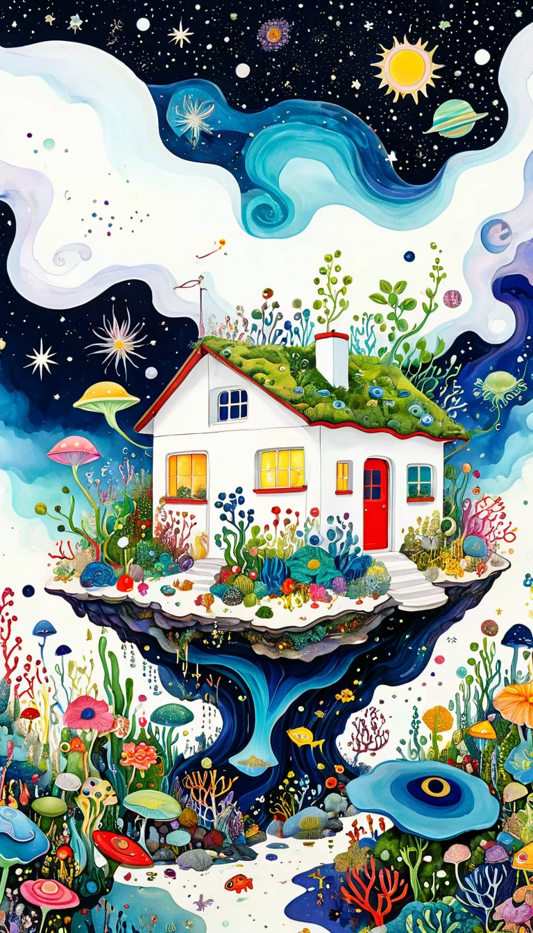 Bud Cottage，microorganism、plant、Marine life、Eye、Starry Sky，Stitching together an abstract painting，Describing the inner world of autistic people，Sense of space，White Space，interesting，Innocence，Psychedelic Art