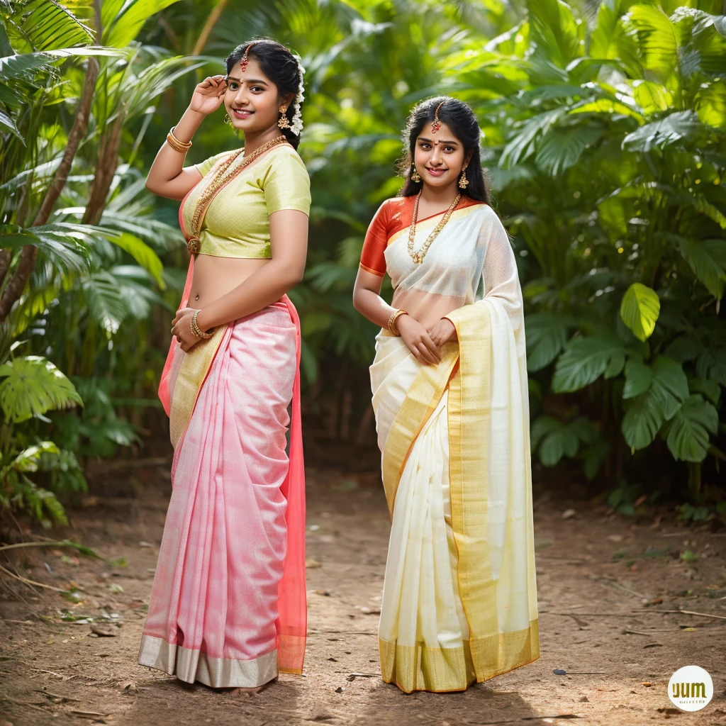 a mallu fatty teenager wearing traditional sarees looks like nila nambiyar merged with kavya madhavan