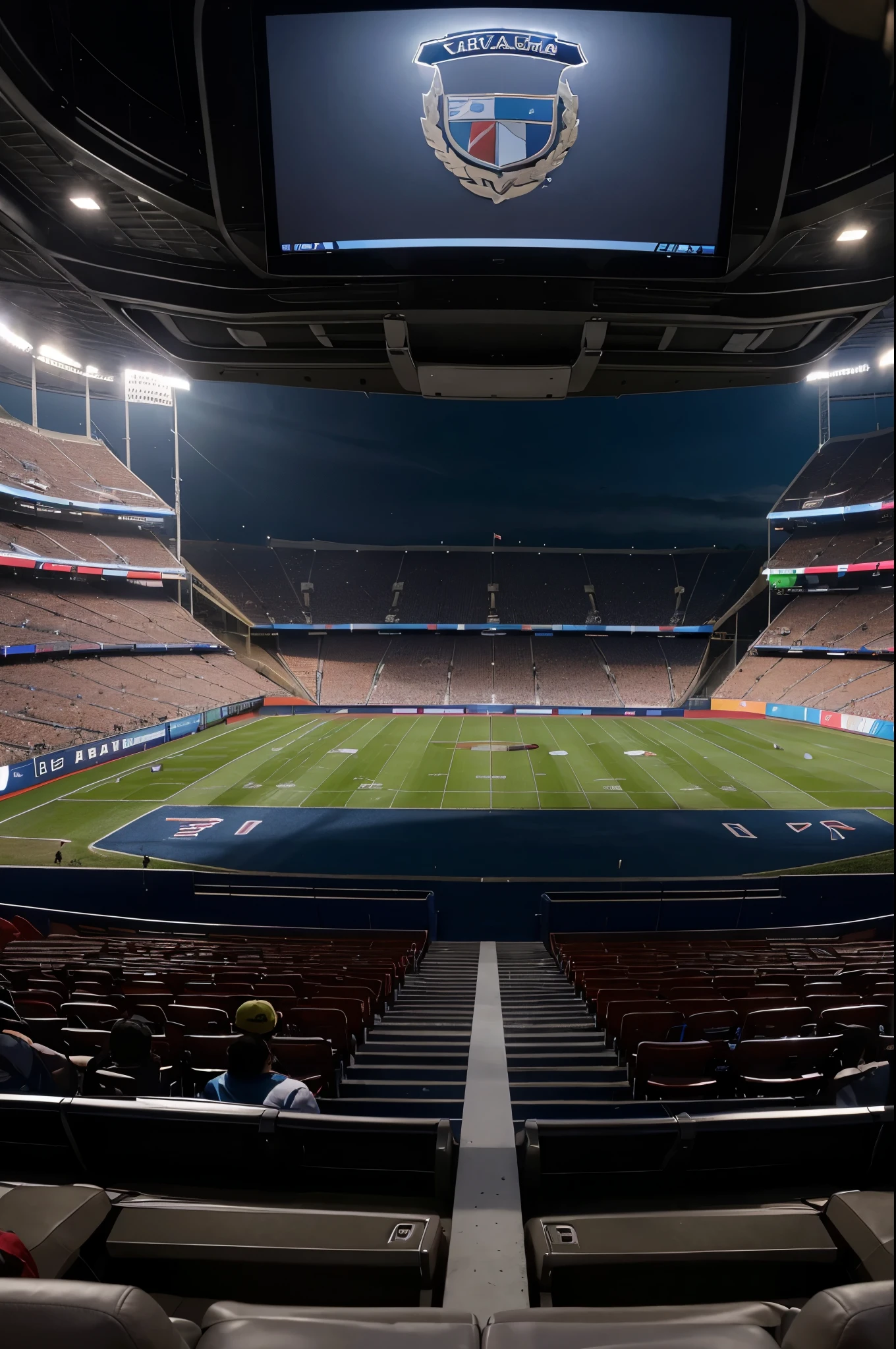 Imagine a 2022 Chevrolet Traverse in a stadium full of excitement. The stadium lights illuminate the shiny body of the vehicle, and the colors of the flags of Argentina and Canada fly in the stands. The players are on the field, ready for the exciting match of the Copa América 2024. The atmosphere is electric, and the SUV represents passion and competition in this sporting event.