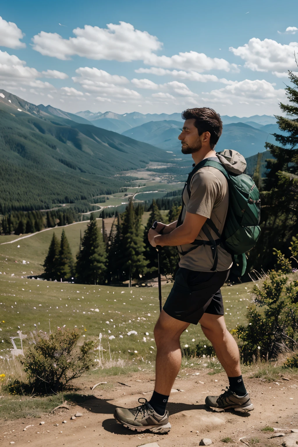 Mountain a man hiking