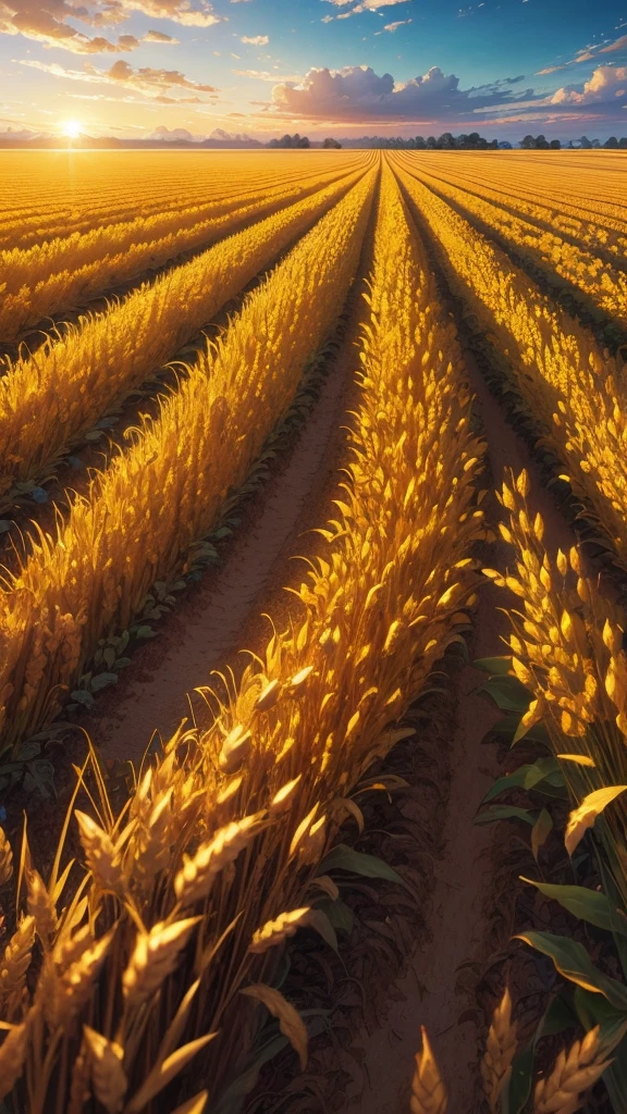 Masterpiece, best quality, (very detailed CG unified 8k wallpaper) (best quality), (best illustration), (best shade) nature harvest wheat, super meticulous --v6, people working in the fields