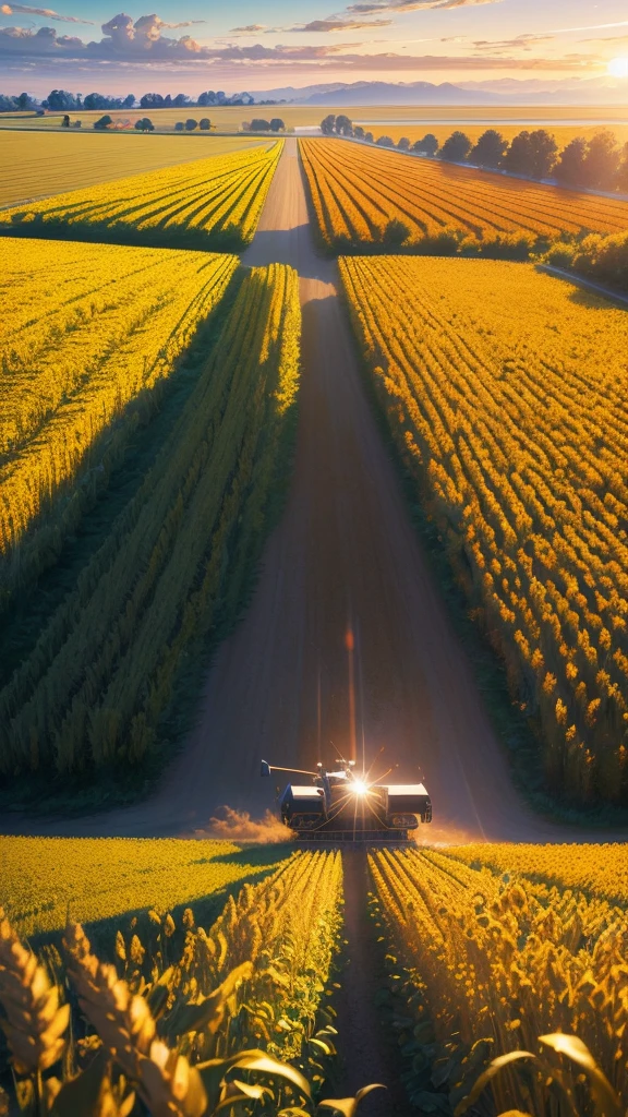 Masterpiece, best quality, (very detailed CG unified 8k wallpaper) (best quality), (best illustration), (best shade) nature harvest wheat, super meticulous --v6, people working in the fields