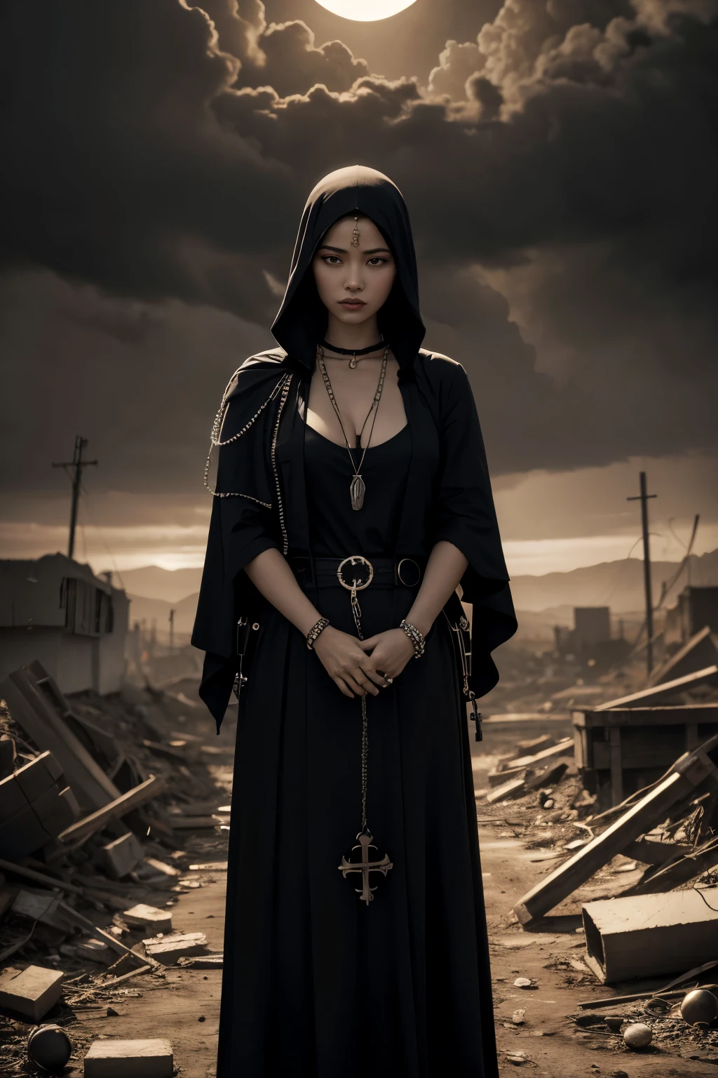 Rosary with apocalyptic background