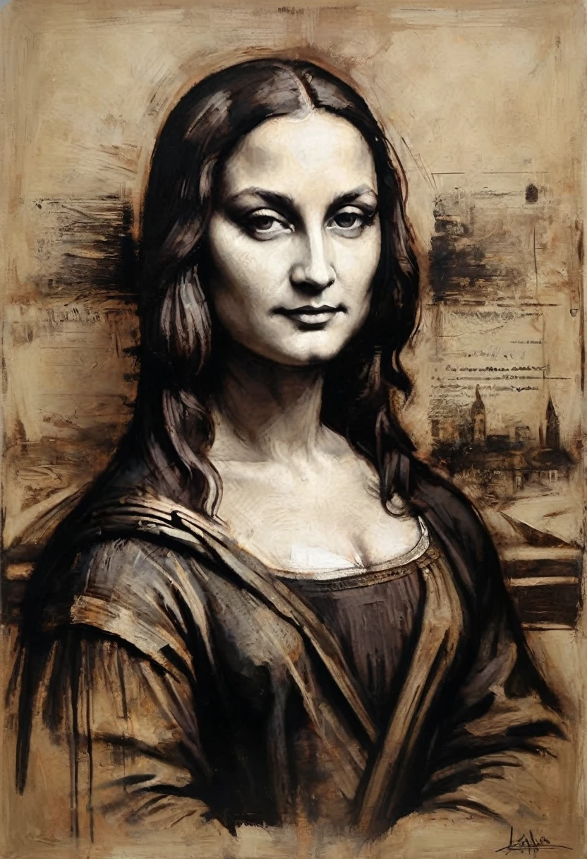 mona lisa as a artist style by guy denning