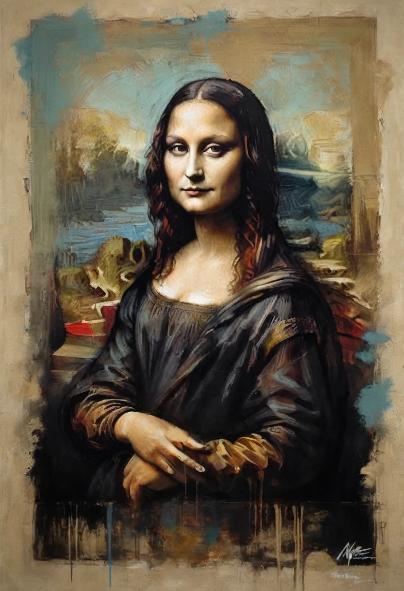 mona lisa as a artist style by guy denning