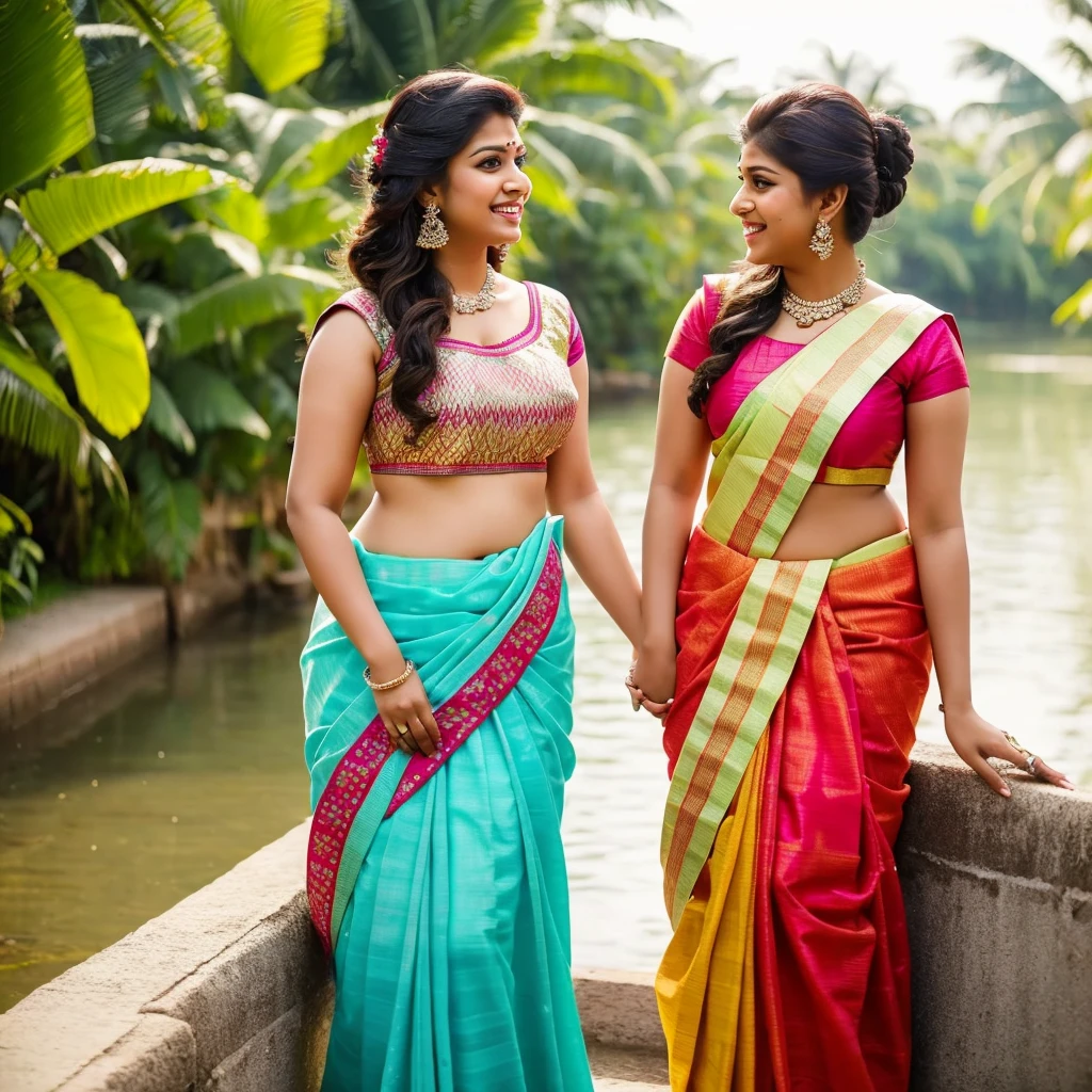 a mallu fatty babe wearing traditional sarees looks likes and Kajol merges with nayanthara 