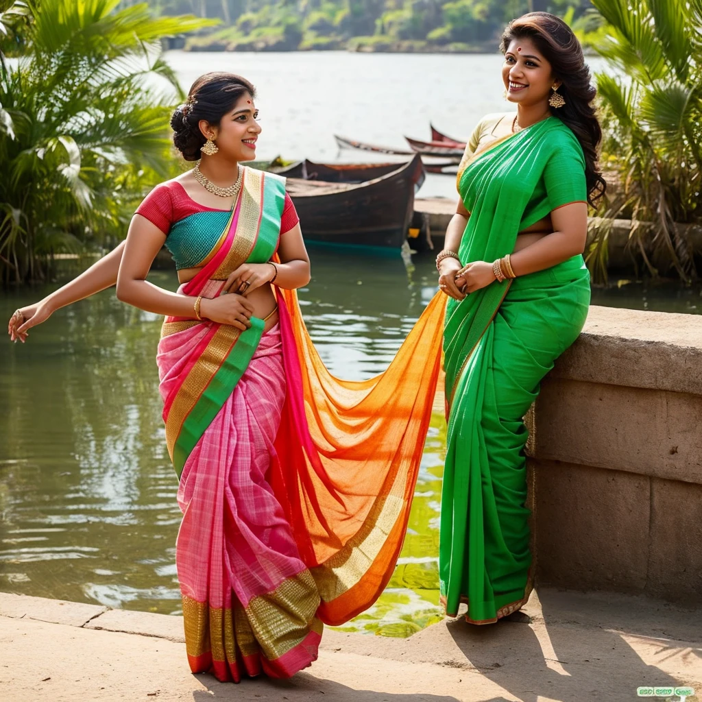 a mallu fatty babe wearing traditional sarees looks likes and Kajol merges with nayanthara 