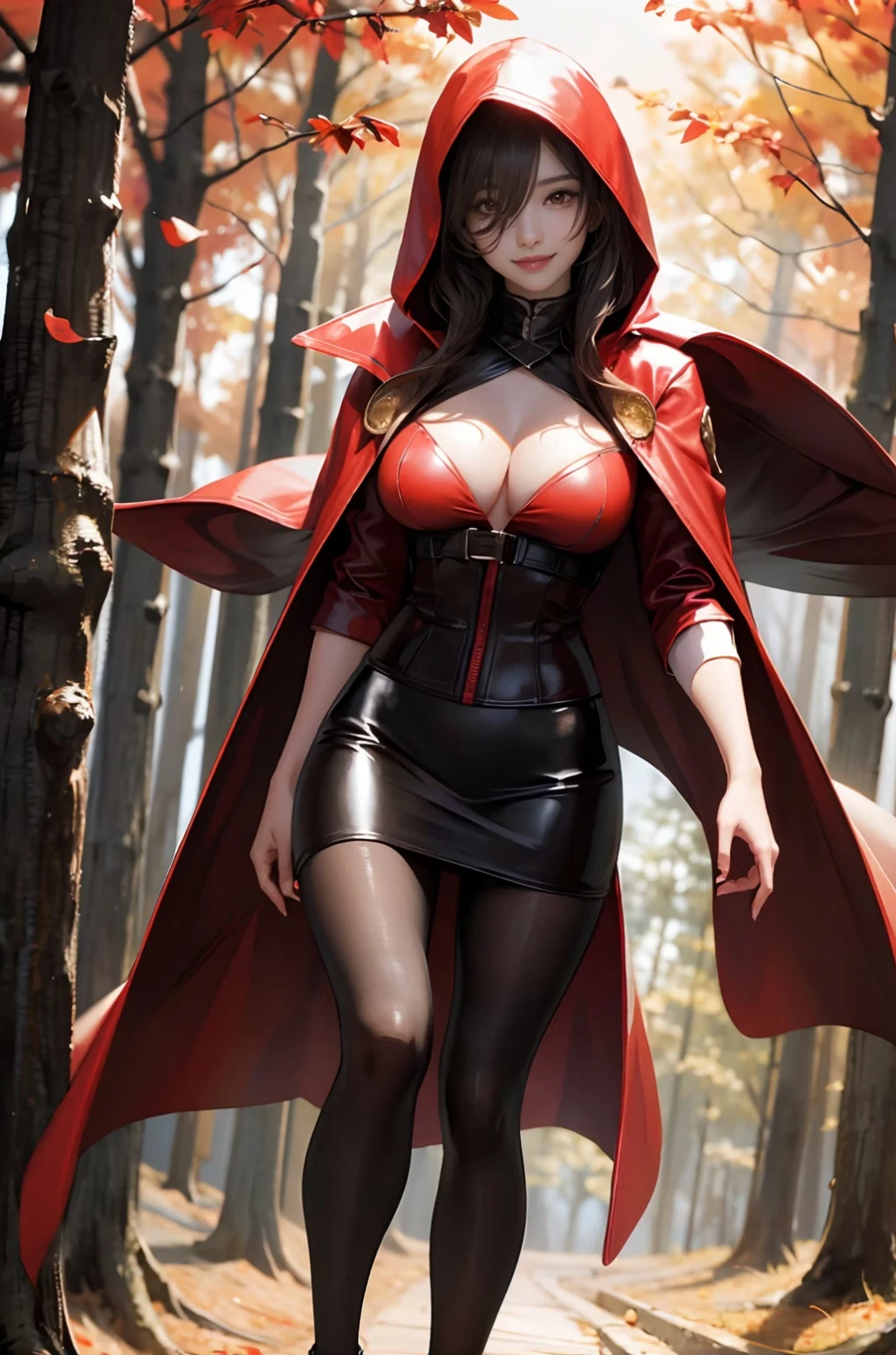 Arabian woman wearing a red cape and black dress walking down a path, extremely detailed art gelm, style art gelm, style of art gelm, aly fell and art gelm, in the style art gelm, ig model | art gelm, wlop and art gelm, alena aenami and art gelm, art gelm style