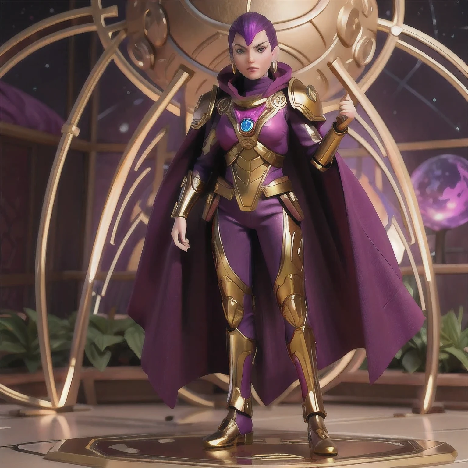 Close up of purple and gold toys, Super detailed fantasy characters, Science Fiction Characters render, detailed humanoid, Star Pathfinder Characters, Science Fiction Characters, Science Fiction Characters, humanoid character, very detailed character, Color Rendering, 3D Rendering Character Art 8K, Alien Armor, safi'jiiva armor, Marmoset Rendering