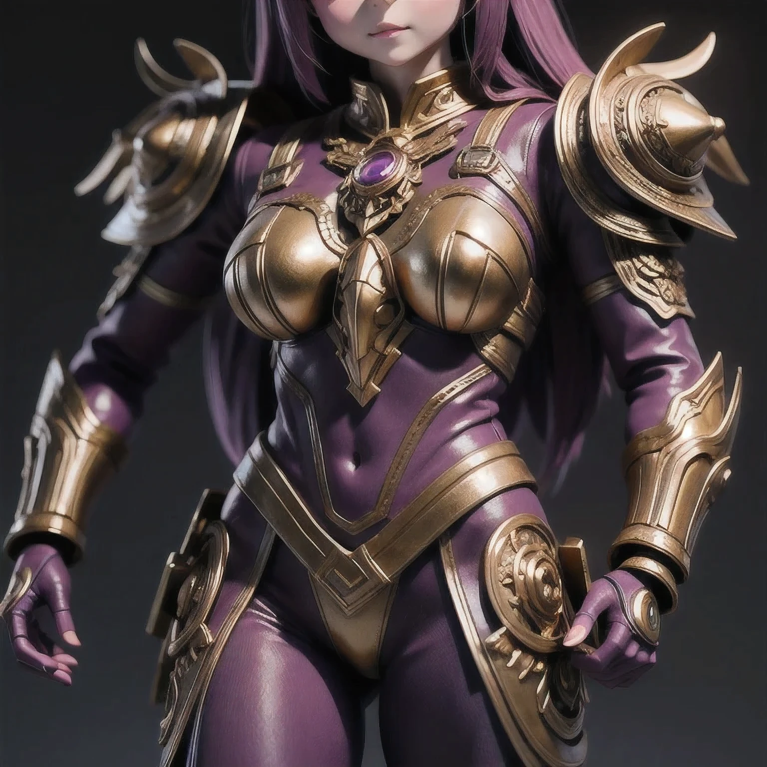 Close up of purple and gold toys, Super detailed fantasy characters, Science Fiction Characters render, detailed humanoid, Star Pathfinder Characters, Science Fiction Characters, Science Fiction Characters, humanoid character, very detailed character, Color Rendering, 3D Rendering Character Art 8K, Alien Armor, safi'jiiva armor, Marmoset Rendering