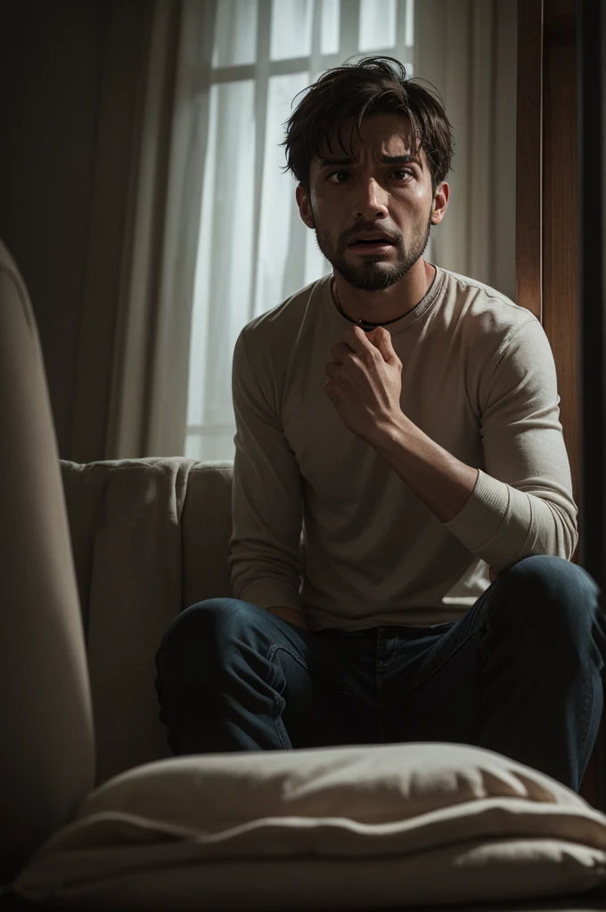 Illustrative image of a man watching a horror film