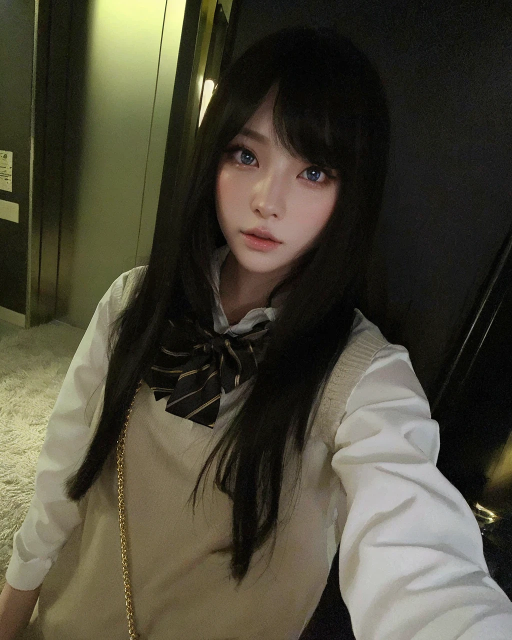 1girl, korean, haerin newjeans, beautiful detailed eyes, beautiful detailed lips, extremely detailed eyes and face, long eyelashes, clear brown hair, porcelain doll skin, cat eyes, bunny ears, white rabbit, (best quality,4k,8k,highres,masterpiece:1.2),ultra-detailed,(realistic,photorealistic,photo-realistic:1.37),HDR,UHD,studio lighting,ultra-fine painting,sharp focus,physically-based rendering,extreme detail description,professional,vivid colors,bokeh,cute,adorable,kawaii,soft lighting,pastel colors,gray color eyes