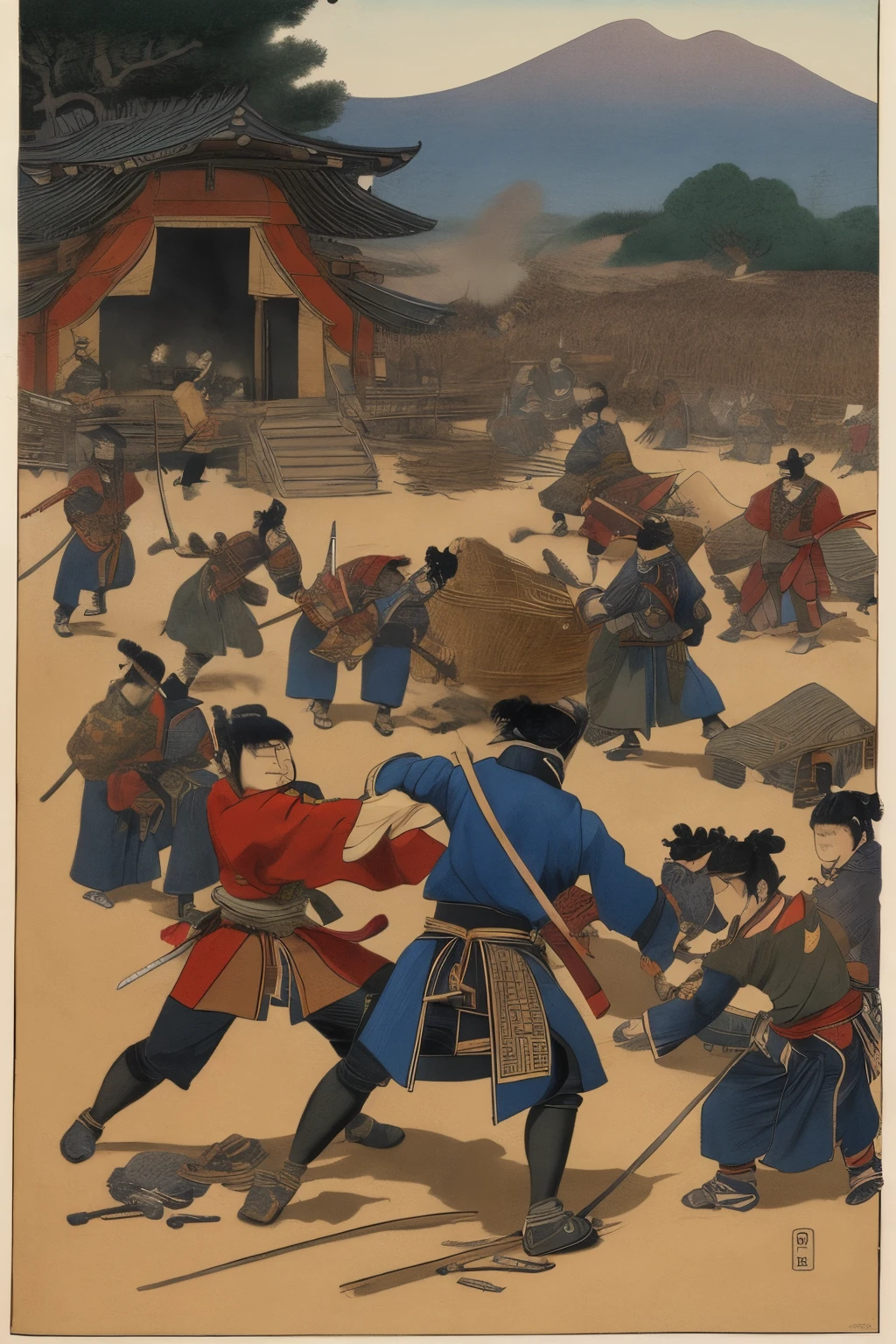 "Samurai Sakai attacking a Mongol camp with speed and fury."