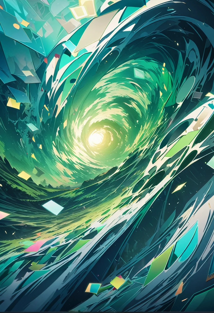 generate a landscape background image for website of Black Jack Game theme like green dark green gradient some cards in between an abstract image