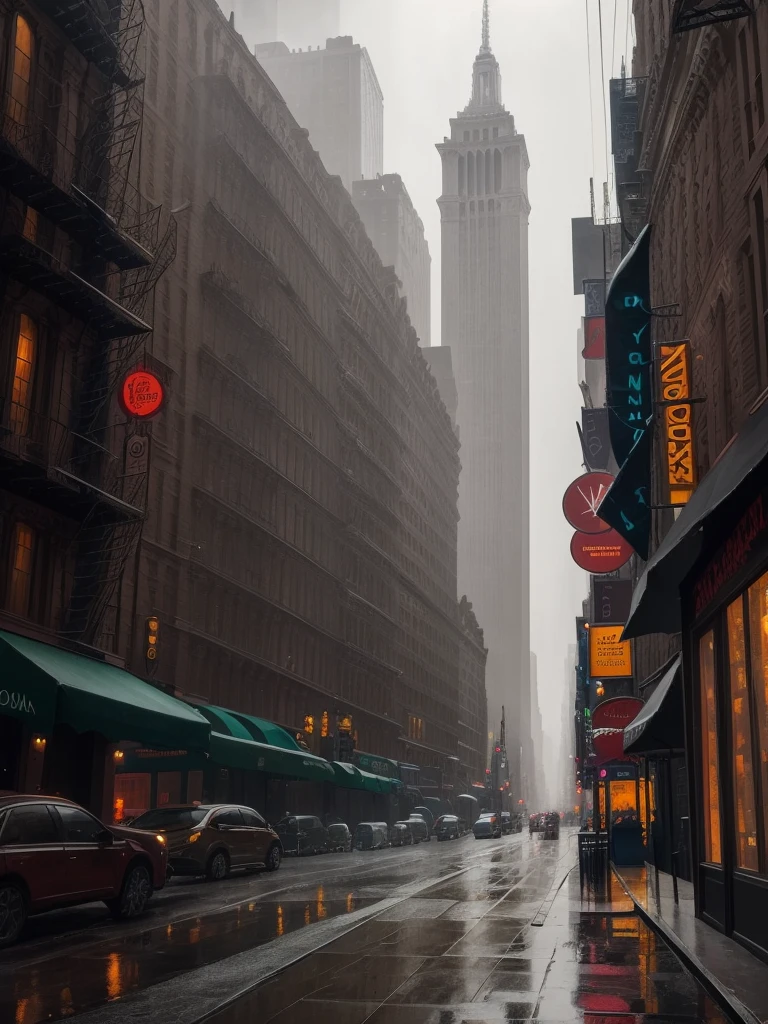 19th century New York on a gray rainy day.