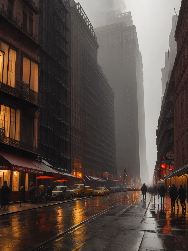 19th century New York on a gray rainy day.