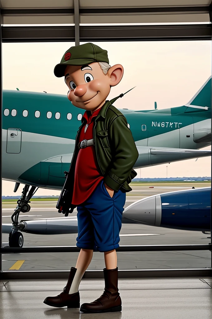 elmer fudd cartoon, look how the plane goes at the airport 