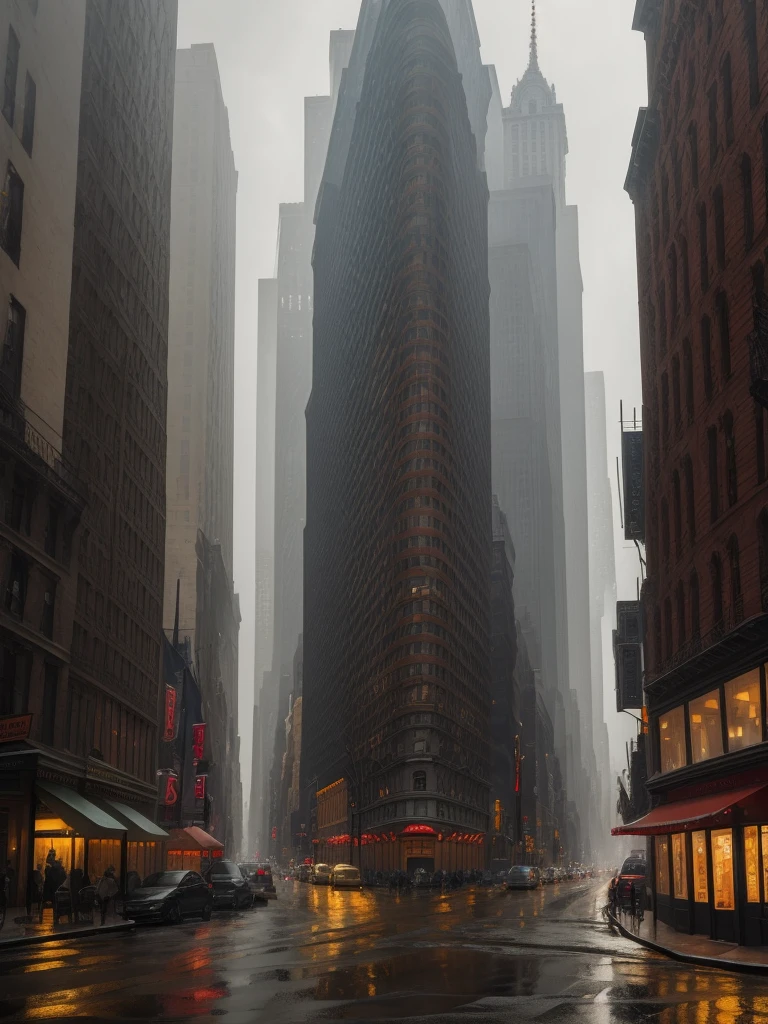 19th century New York on a gray rainy day.