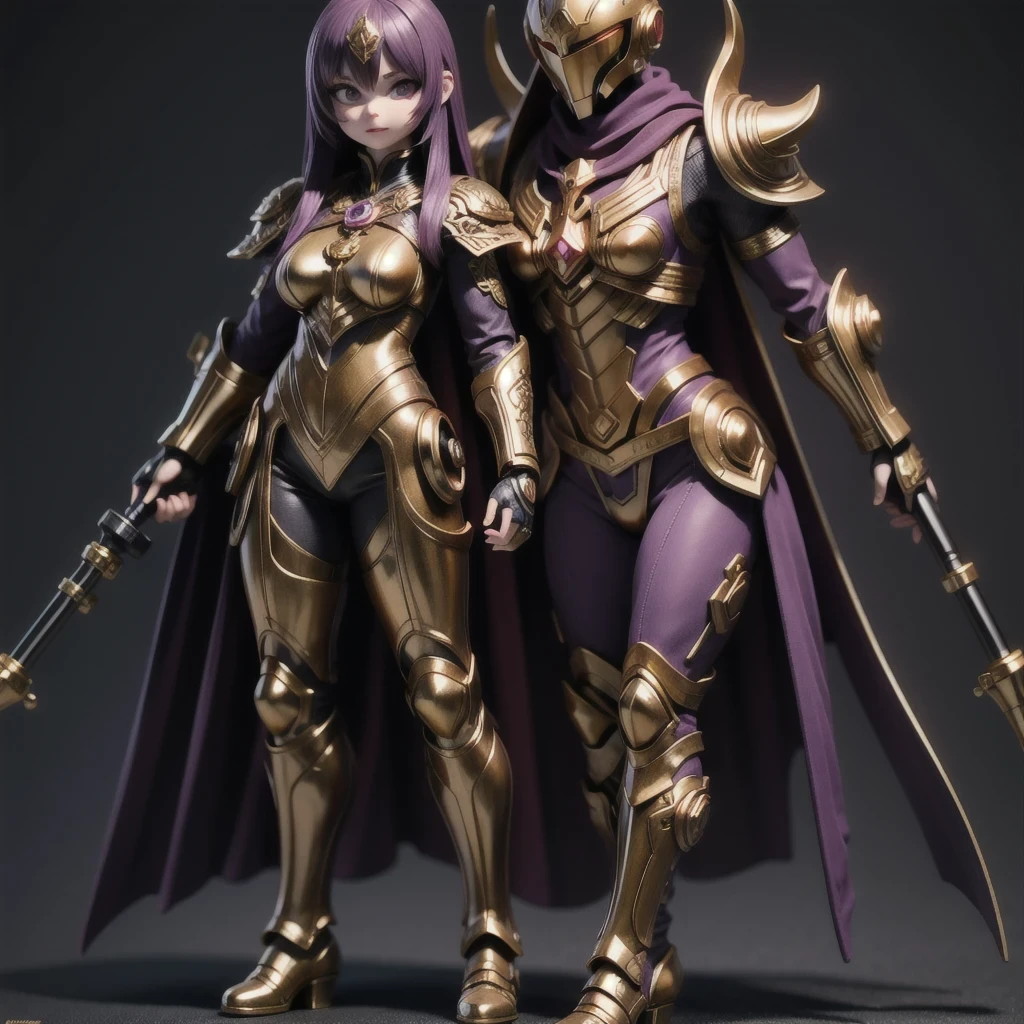 Close up of purple and gold toys, Super detailed fantasy characters, Science Fiction Characters render, detailed humanoid, Star Pathfinder Characters, Science Fiction Characters, Science Fiction Characters, humanoid character, very detailed character, Color Rendering, 3D Rendering Character Art 8K, Alien Armor, safi'jiiva armor, Marmoset Rendering