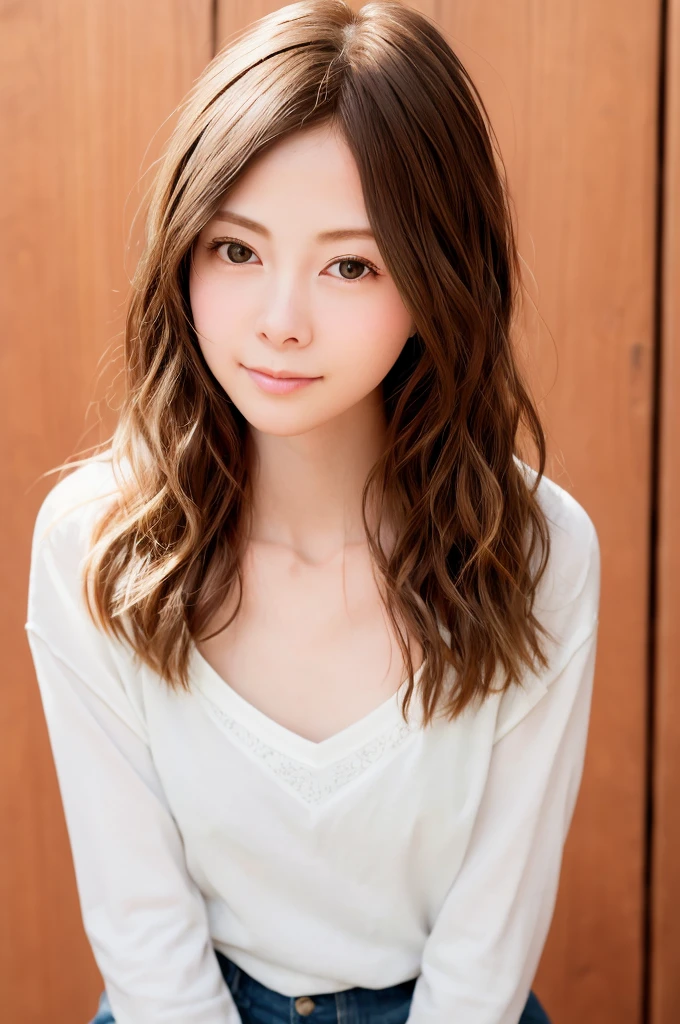 From one girl, young woman, Upper Body, (View your viewers:1.3),(Beautiful college campus background), Female college student,Barely,Natural skin color, (Mouth closed:1.2), (Center of chest), Floating Hair, Beautiful expression, 顔のdetailed, detailed, masterpiece, Highest quality, Realistic, Ultra-realistic, 非常にdetailed, Perfect lighting, Written boundary depth, Shadow, High resolution, 