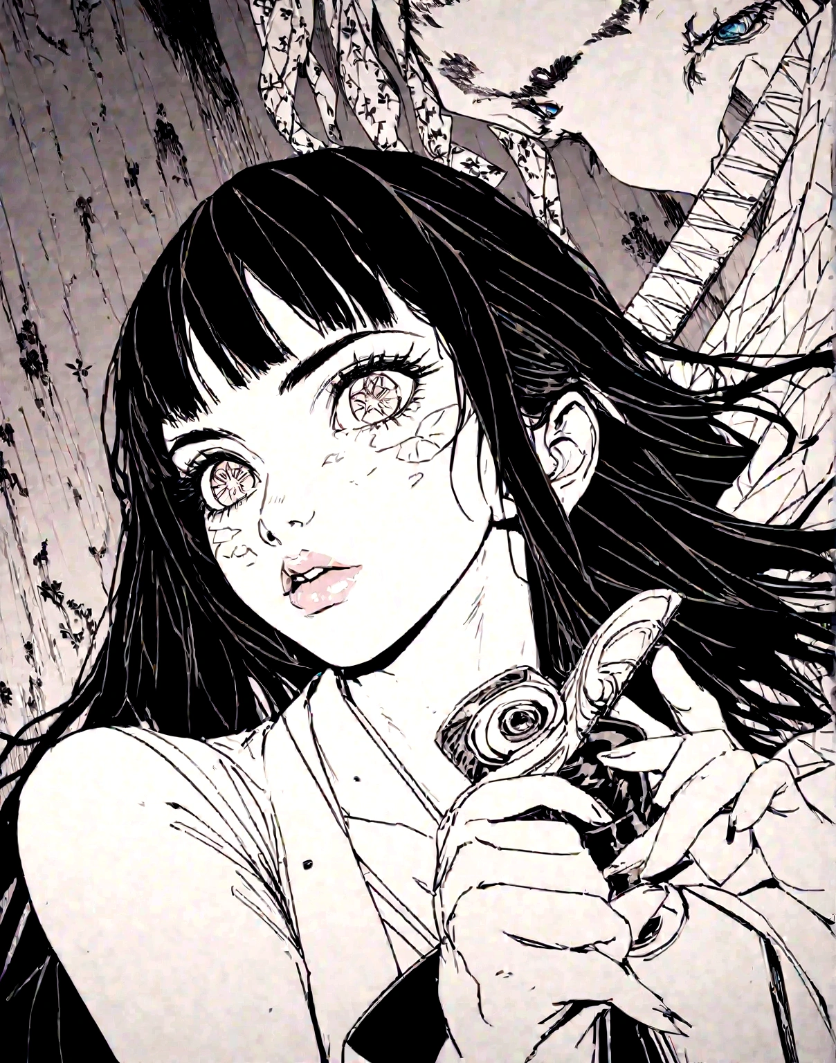 beautiful detailed eyes, beautiful detailed lips, extremely detailed eyes and face, long eyelashes, 1girl, female demon slayer, haori, sword, kimetsu no yaiba, professional, masterpiece, photorealistic, hyper detailed, intricate details, digital painting, vibrant colors, dramatic lighting, cinematic, epic fantasy