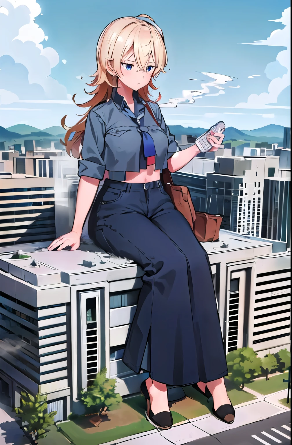 giantess, ((A giant lady bigger than a continent), Woman stooping, tuscaloosa_kantaicollection, huge breast, Mature Woman, big ass, denim, shirt, low angle, View from the womans feet, Great impact, Very small city, city, Woman sitting, Woman about to sit down, Woman sitting on the ground, Woman sitting on the ground in the city, Broken Building, Destroyed town, Smoke from the buttocks, Dust, Big cities, Background of the metropolis, A giantess sitting in the biggest city on the continent, Super huge girl bigger than a continent, from below, panorama